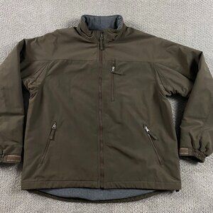 Duluth Trading Co. Jacket Men's Large Fleece Lined Brown Nylon Full Zip Pockets